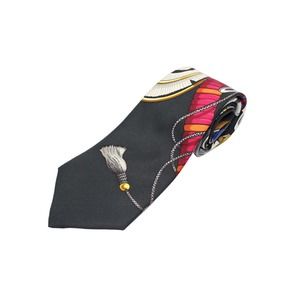 Vintage 1990s HERMÈS Black Gold Daimyo Princes du Soleil Levant SCARF Tie
